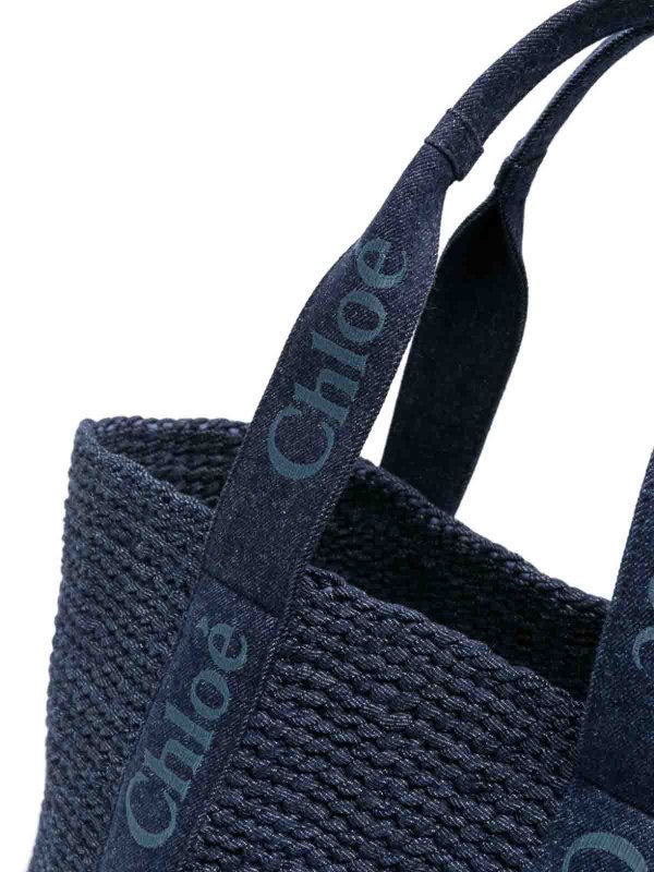 Cabas Chloé Moyen Woody Bleu