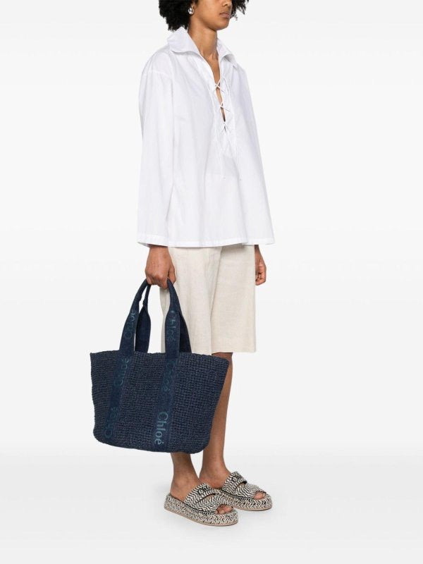 Cabas Chloé Moyen Woody Bleu