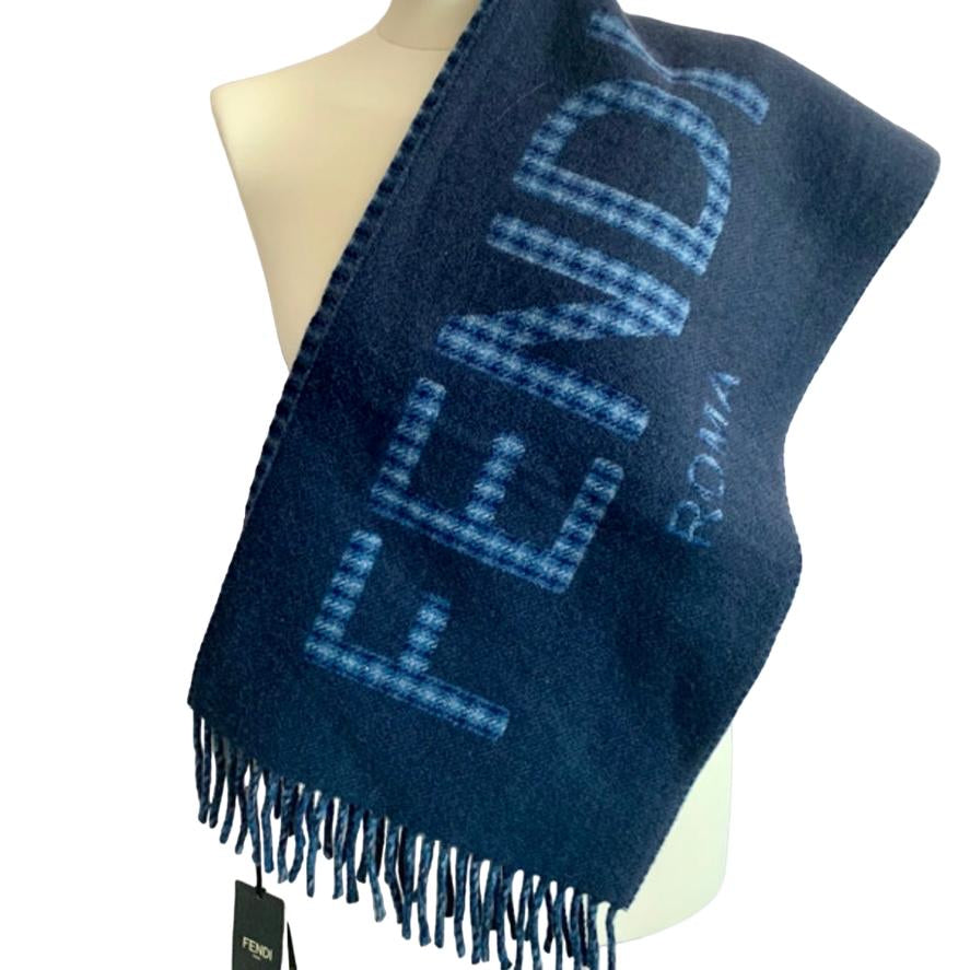 Fendi Reversible Navy Scarf