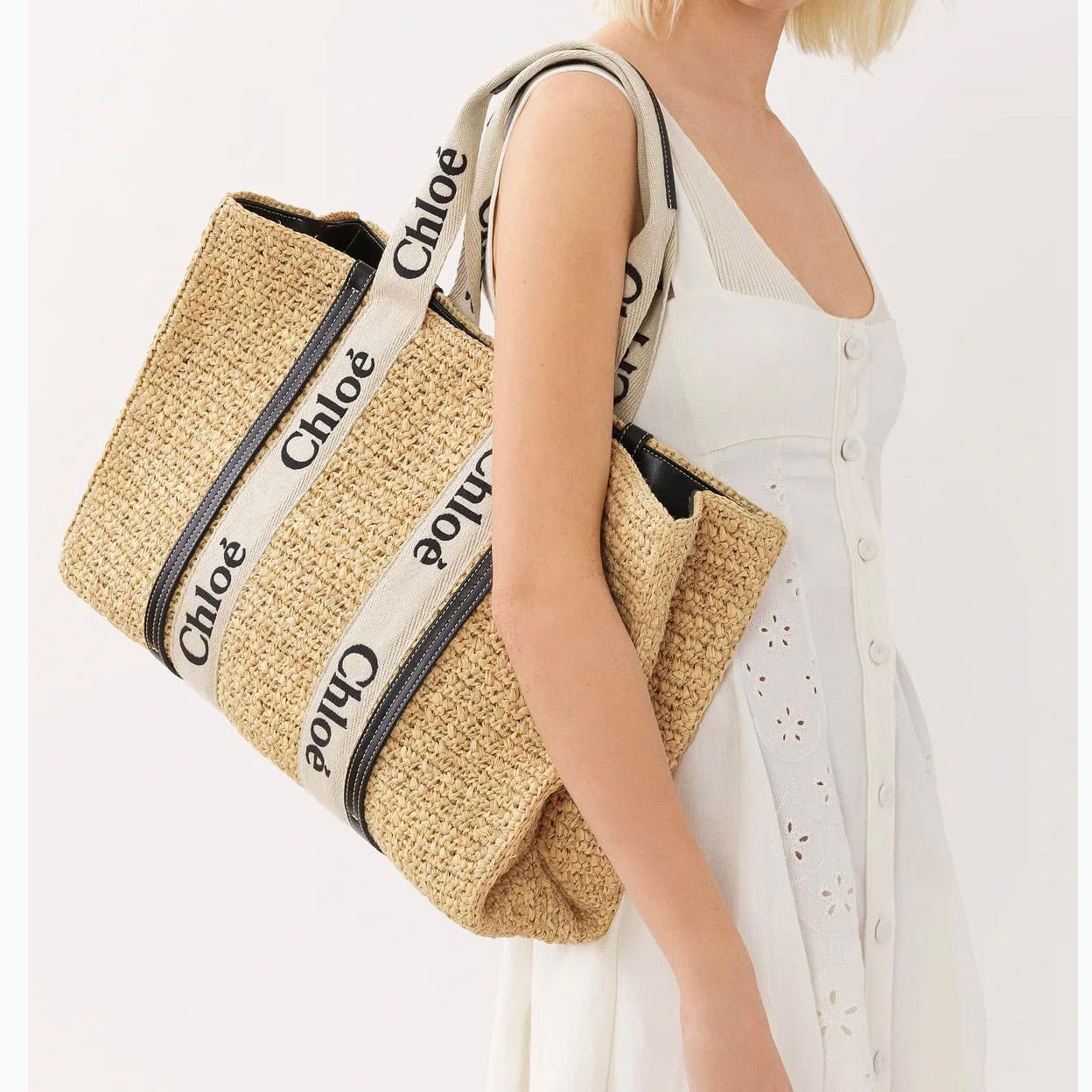 Cabas Chloé Large Woody Rafia
