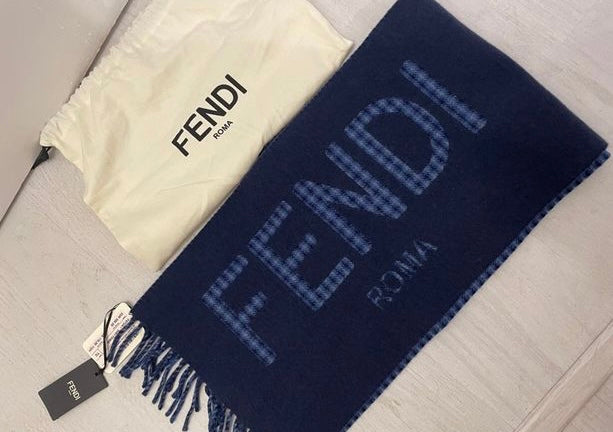 Fendi Reversible Navy Scarf