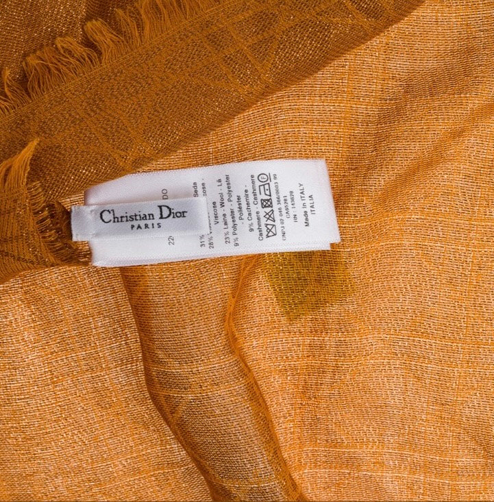 Étole cannage Dior Soie Laine Orange Irisé