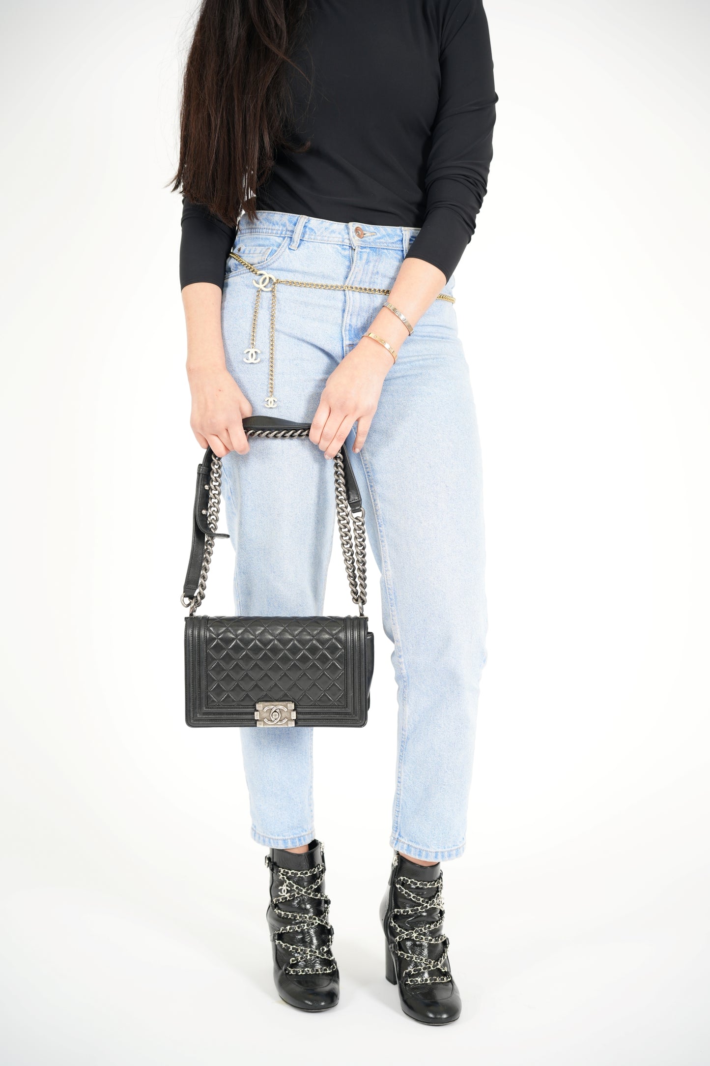 Chanel Boy Classic Black Leather Bag