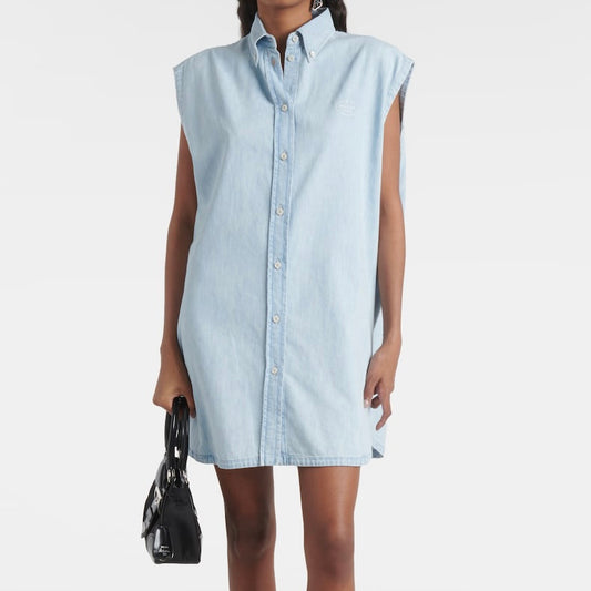 Prada Sleeveless Denim Oversize Shirt Dress 36