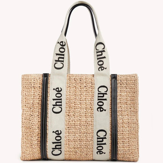 Chloé Large Woody Rafia Tote Bag 